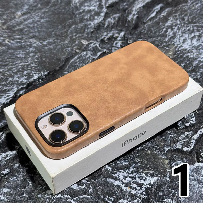 Retro fashion leather magnetic phone case