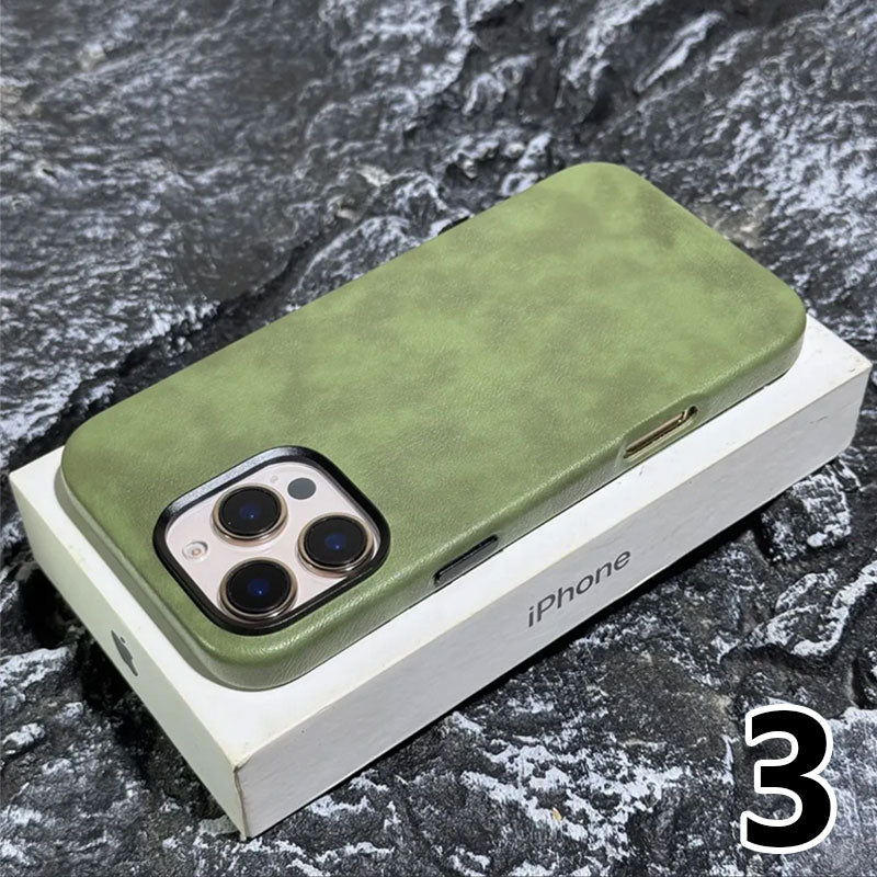 Retro fashion leather magnetic phone case